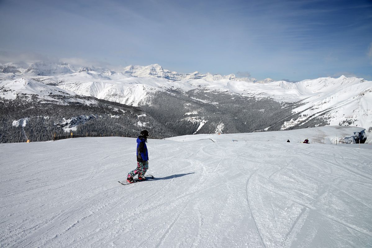 14F Snowboarding Down Goats Eye Mountain From Near The Top Of The Chairlift At Banff Sunshine Ski Area